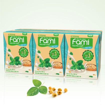 Sữa đậu nành Fami nguyên chất vị Bạc Hà 200ml