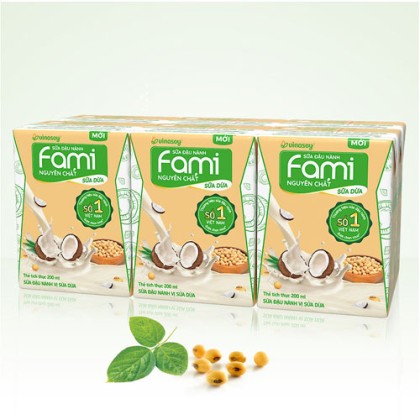 Sữa đậu nành Fami nguyên chất vị Sữa Dừa 200ml