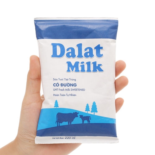Sữa tươi tiệt trùng Dalatmilk có đường 220ml