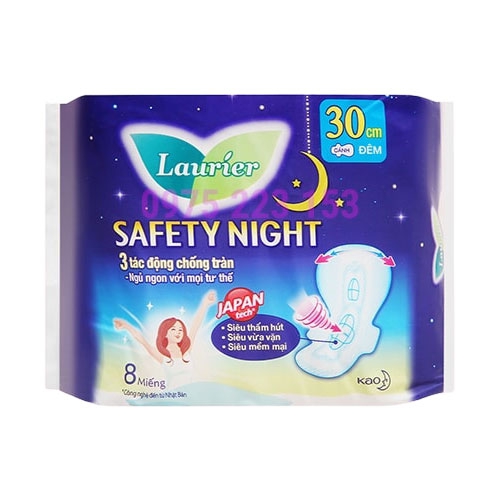 Băng vệ sinh ban đêm Laurier Safety Night 30cm 4 miếng