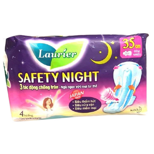 Băng vệ sinh ban đêm Laurier Safety Night 35cm 4 miếng