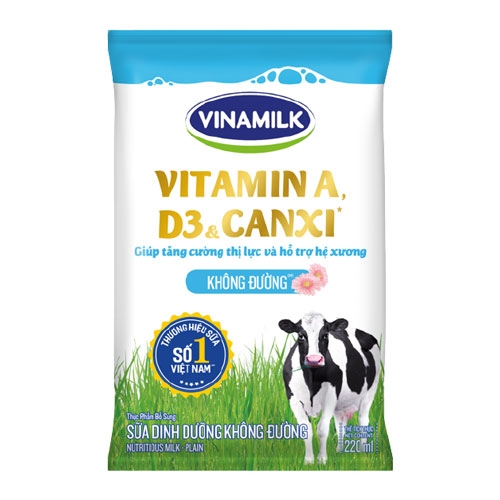 Sữa tươi tiệt trùng Vinamilk không đường túi 220ml